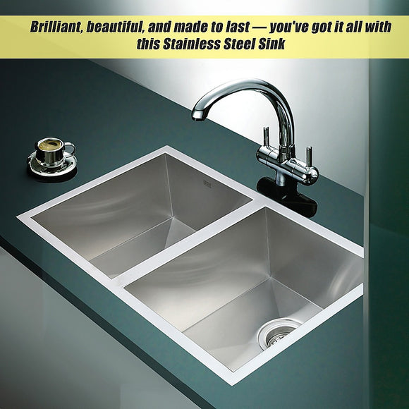 770x450mm Handmade Stainless Steel Undermount / Topmount  Kitchen Sink with Waste