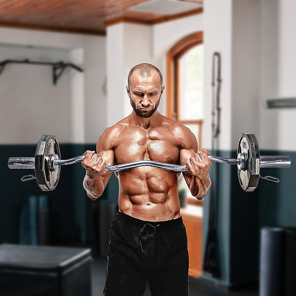 120cm Chrome Olympic EZ Curl Bar – Weightlifting Barbell for Home Gym & Bodybuilding