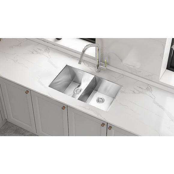 820x457mm Handmade Stainless Steel Undermount / Topmount Kitchen Laundry Sink with Waste