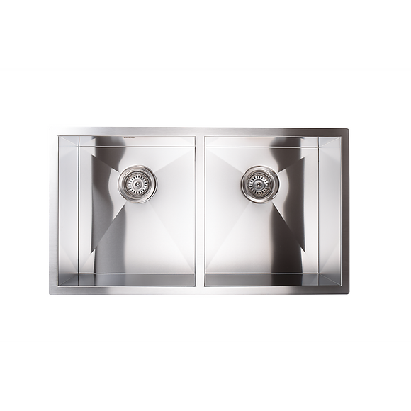 820x457mm Handmade Stainless Steel Undermount / Topmount Kitchen Laundry Sink with Waste