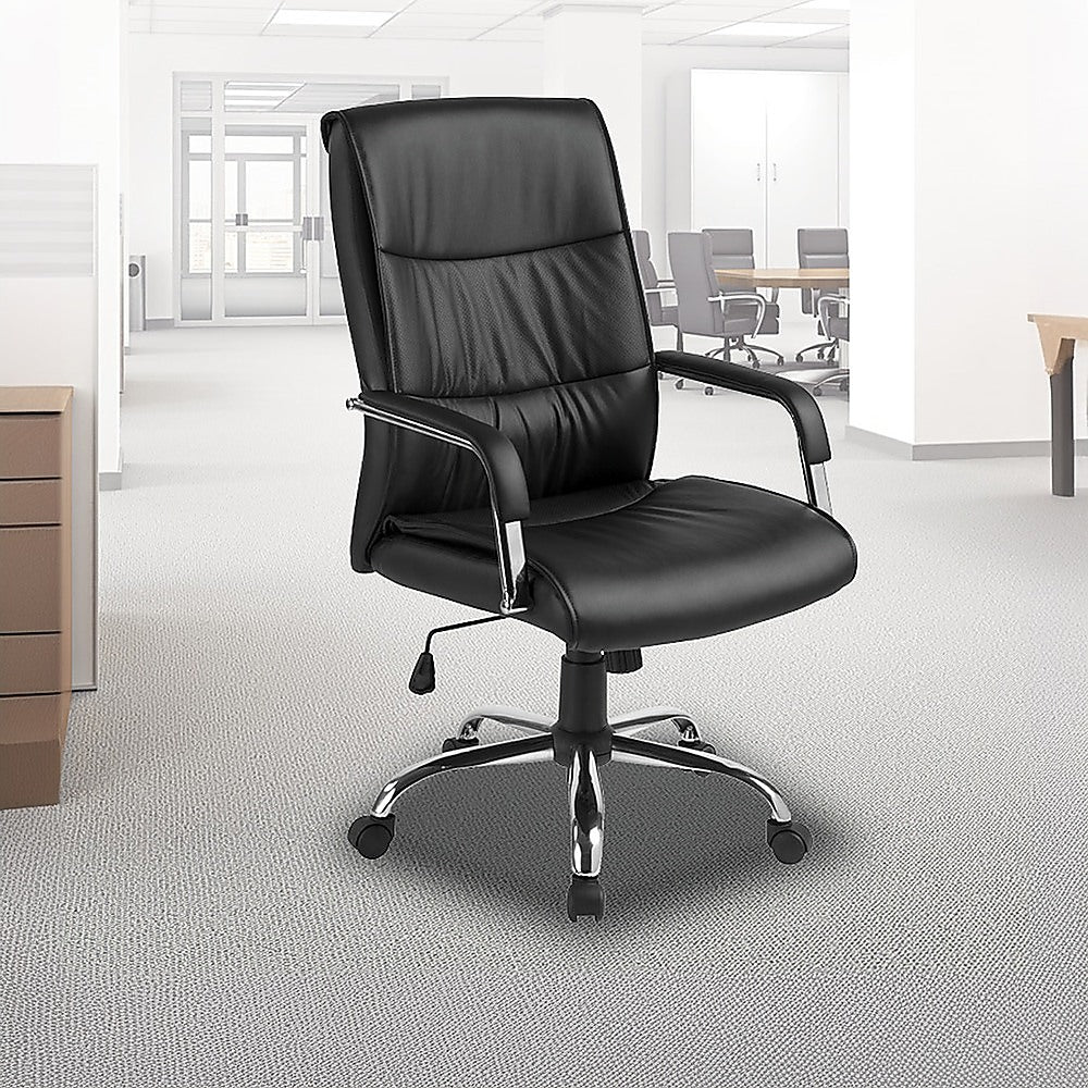 PU Leather Office Chair Executive Padded Black - 0