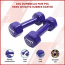 2kg Dumbbells Pair PVC Hand Weights Rubber Coated-3