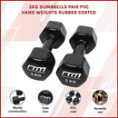 5kg Dumbbells Pair PVC Hand Weights Rubber Coated-3