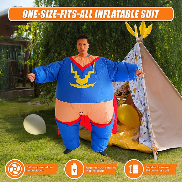 Super Hero Fancy Dress Inflatable Suit - Fan Operated Costume