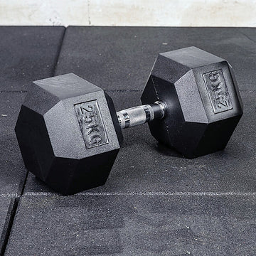 25KG Commercial Rubber Hex Dumbbell Gym Weight - 0
