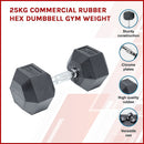 25KG Commercial Rubber Hex Dumbbell Gym Weight-3