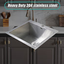 530x505mm Handmade Stainless Steel Topmount Kitchen Laundry Sink with Waste-4