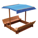 Kids Wooden Toy Sandpit with Canopy-7