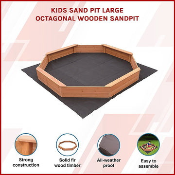 Kids Sand Pit Large Octagonal Wooden Sandpit - 0
