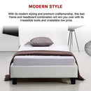Single PU Leather Bed Frame White-9