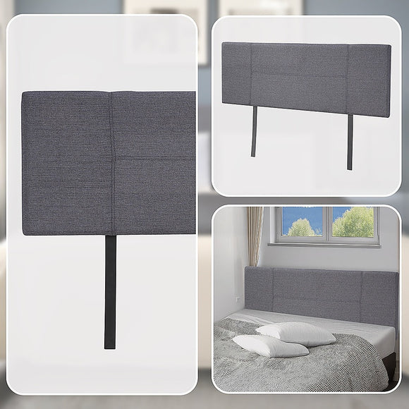 Linen Fabric Queen Bed Headboard Bedhead - Grey