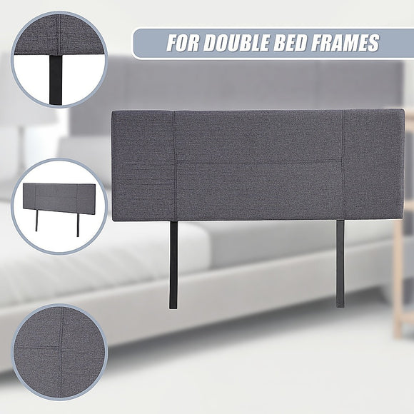 Linen Fabric Double Bed Headboard Bedhead - Grey