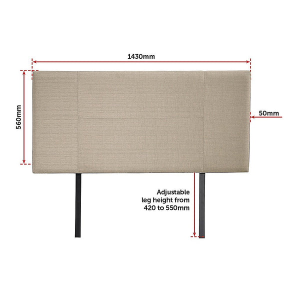 Linen Fabric Double Bed Headboard Bedhead - Beige