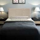 Linen Fabric Single Bed Headboard Bedhead - Beige-2