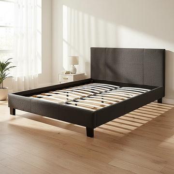 Queen Linen Fabric Bed Frame Grey - 0