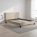 Queen Linen Fabric Bed Frame Beige-2