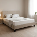 Queen Linen Fabric Bed Frame Beige-5