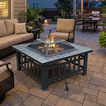 18" Square Metal Fire Pit Outdoor Heater - 0