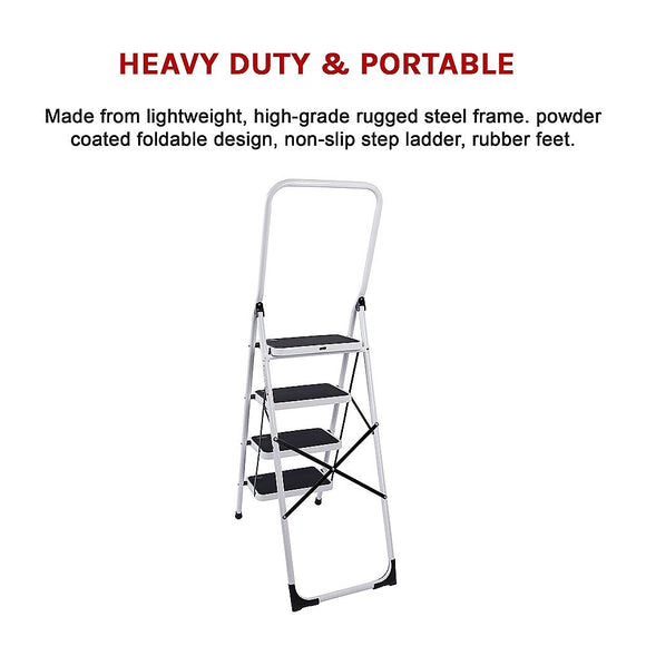Foldable Non Slip 4 Step Steel Ladder