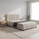 Linen Fabric Double Deluxe Bed Frame Beige-2