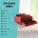 10 in 1 Wooden Chess Board Games Slide Out Checkers House Unit Set-5