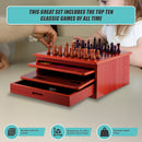 10 in 1 Wooden Chess Board Games Slide Out Checkers House Unit Set-6