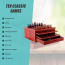 10 in 1 Wooden Chess Board Games Slide Out Checkers House Unit Set-10