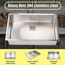 810x505mm Handmade 1.5mm Stainless Steel Undermount / Topmount Kitchen Sink with Square Waste-6