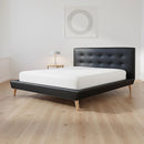 Queen PU Leather Deluxe Bed Frame Black-2