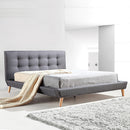 Double Linen Fabric Deluxe Bed Frame Grey-2