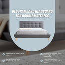 Double Linen Fabric Deluxe Bed Frame Grey-11