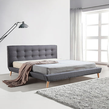 King Linen Fabric Deluxe Bed Frame Grey - 0