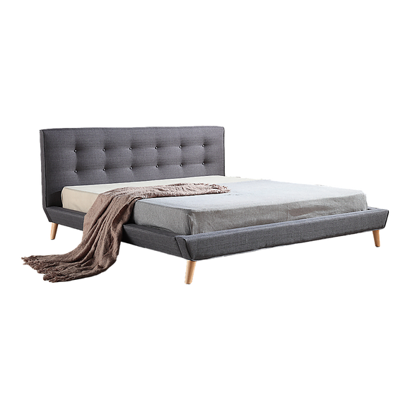 King Linen Fabric Deluxe Bed Frame Grey