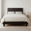 King Single PU Leather Bed Frame Brown-5