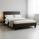 King Single PU Leather Bed Frame Brown-7