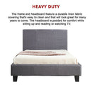 King Single Linen Fabric Bed Frame Grey-9