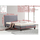 King Single Linen Fabric Bed Frame Grey-10