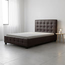 King Single PU Leather Deluxe Bed Frame Brown-2