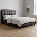 King Single PU Leather Deluxe Bed Frame Brown-7