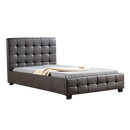 King Single PU Leather Deluxe Bed Frame Brown-10