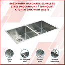 865x440mm Handmade Stainless Steel Undermount / Topmount Kitchen Sink with Waste-3