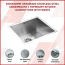 510x450mm Handmade Stainless Steel Undermount / Topmount Kitchen Laundry Sink with Waste-2