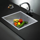 440x440mm Handmade Stainless Steel Undermount / Topmount Kitchen Laundry Sink with Waste-6