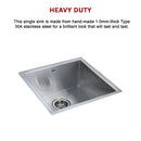 440x440mm Handmade Stainless Steel Undermount / Topmount Kitchen Laundry Sink with Waste-9