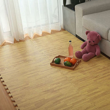 12 Tiles EVA Fitness Home Yoga Gym Interlocking Floor Puzzle Mat - Wood Colour - 0