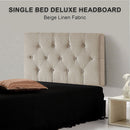 Linen Fabric Single Bed Deluxe Headboard Bedhead - Beige-5