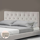 Linen Fabric Double Bed Deluxe Headboard Bedhead - Beige-1
