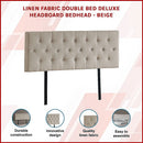 Linen Fabric Double Bed Deluxe Headboard Bedhead - Beige-2