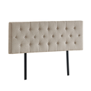 Linen Fabric Double Bed Deluxe Headboard Bedhead - Beige-5