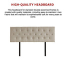 Linen Fabric Double Bed Deluxe Headboard Bedhead - Beige-9